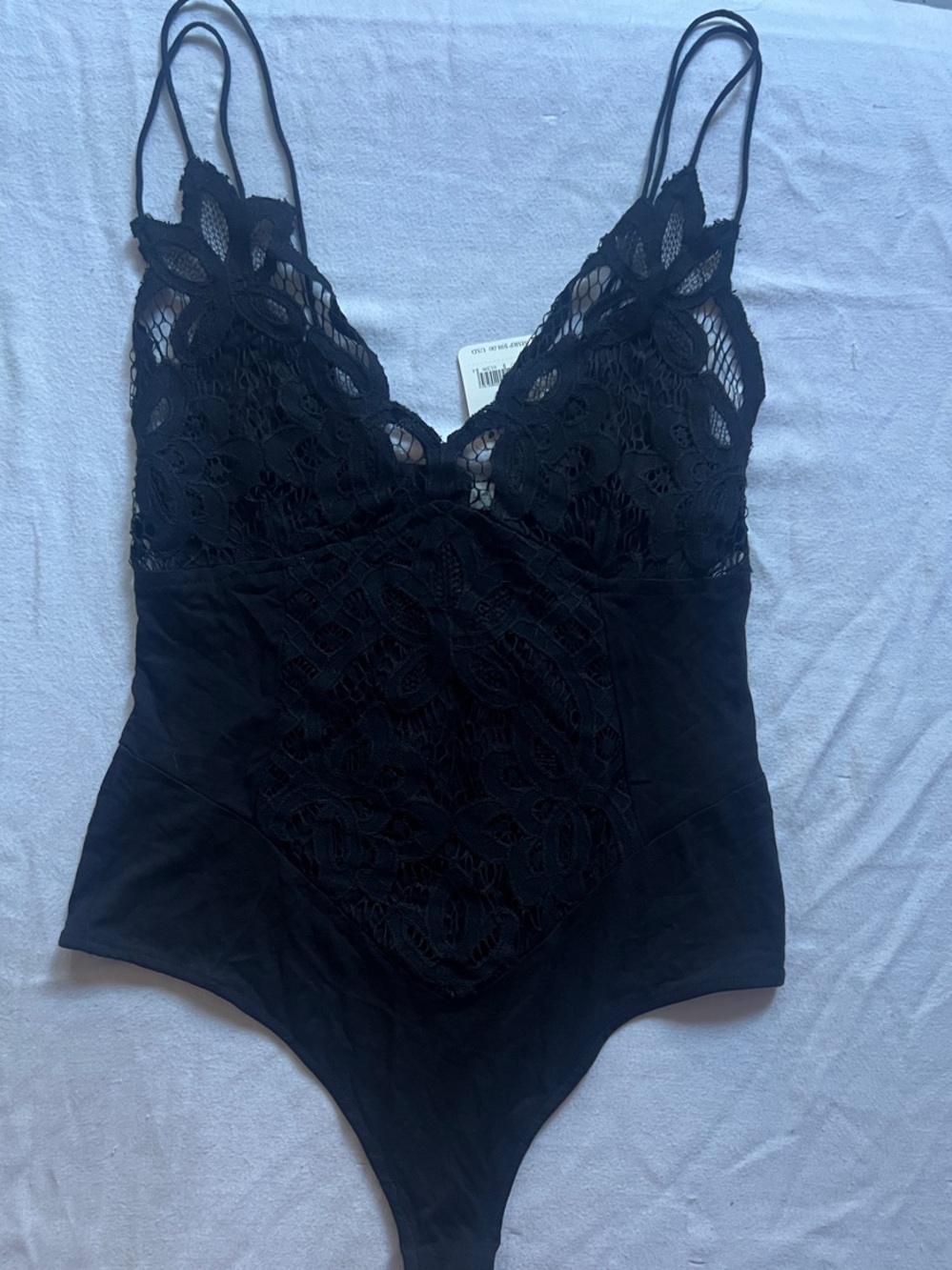 Free People Black Lace Strappy Bodysuit